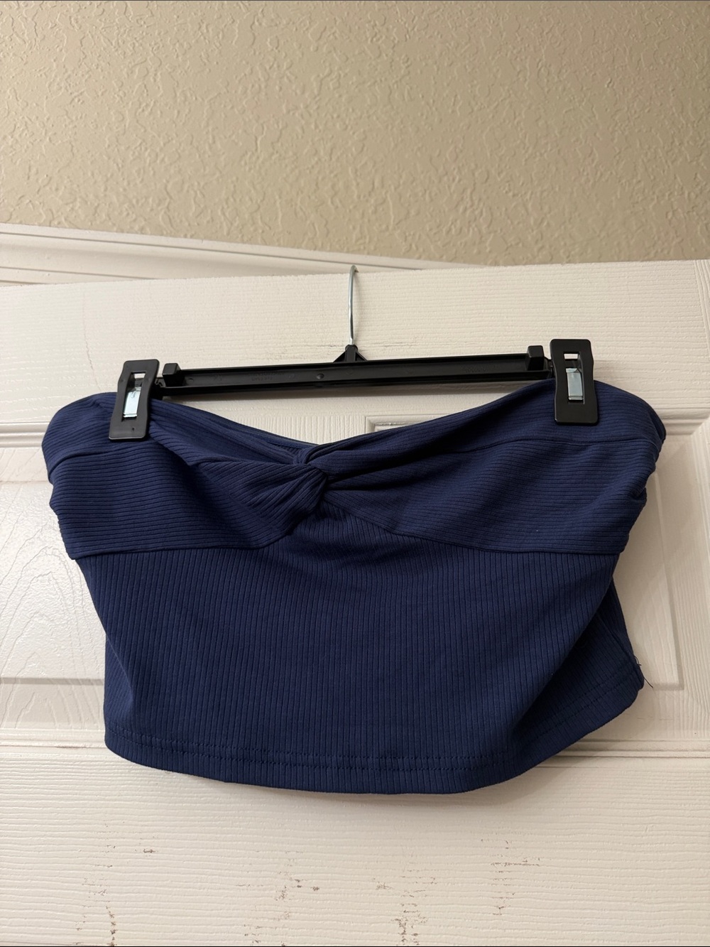 SHEIN Navy Ribbed Twist-Front Tube Top